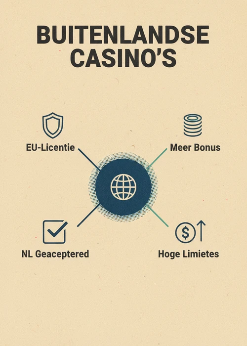 Online casino buitenlandse uitgelegd: EU-licentie, meer bonus, hoge limieten en NL geaccepteerd in één overzicht.