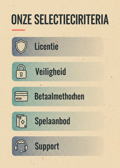 Onze selectiecriteria voor online casino buitenlandse: licentie, veiligheid, betaalmethoden, spelaanbod en support.